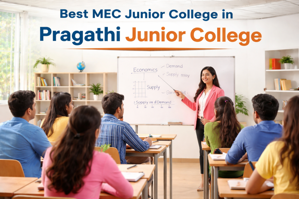 Students attending MEC Commerce class at Pragathi Junior College, Best MEC Junior College in Kukatpally