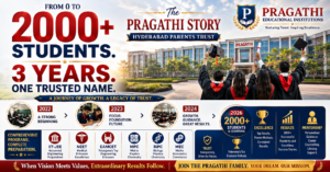 Students celebrating academic success at Pragathi Academy Hyderabad, showcasing educational excellence, student growth, and parent trust.