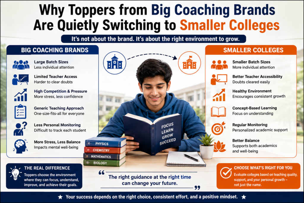 Student choosing a smaller junior college over a big coaching institute for personalized learning in 2026