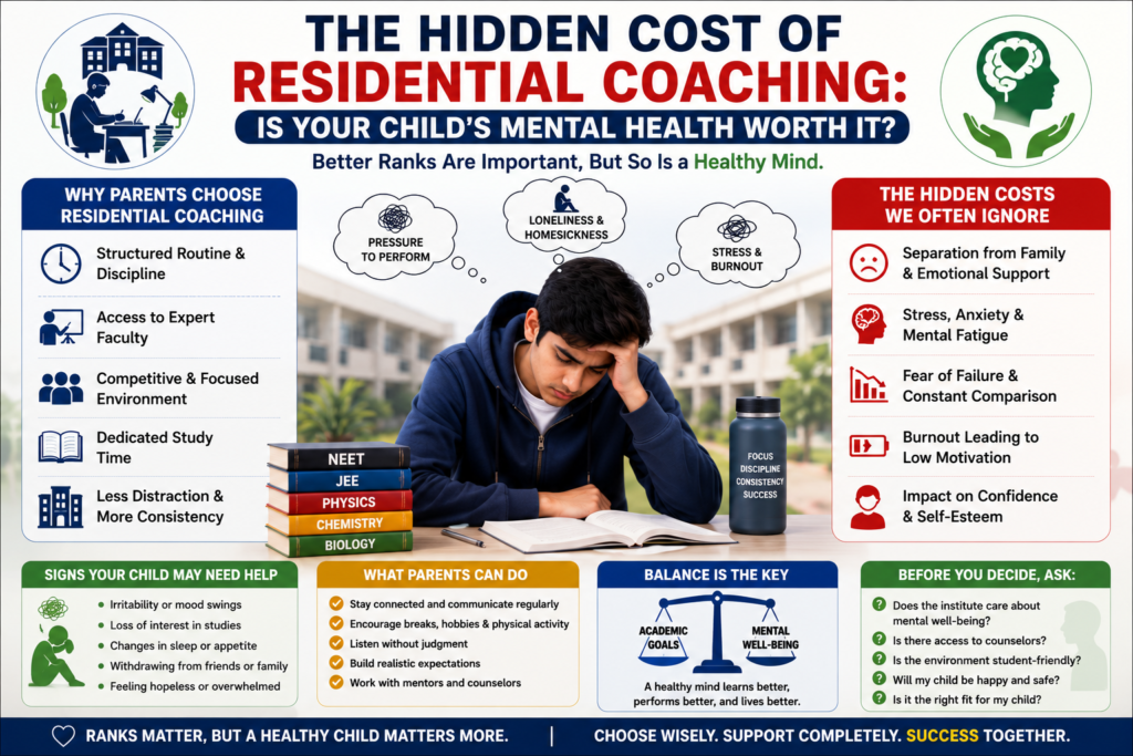 Residential coaching student balancing academic success and mental well-being in a supportive learning environment