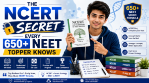 NEET aspirant studying NCERT Biology Chemistry and Physics books with smart revision strategy for 650 plus score