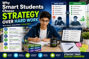 Smart student using study planner NCERT books mock tests and time management strategy for NEET JEE preparation