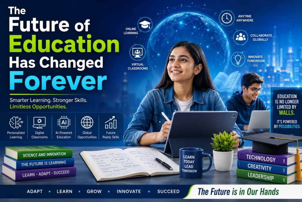 Students learning with AI technology smart classroom digital education and experienced teachers preparing for the future of education