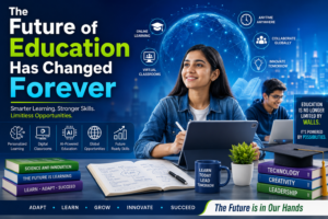 Students learning with AI technology smart classroom digital education and experienced teachers preparing for the future of education