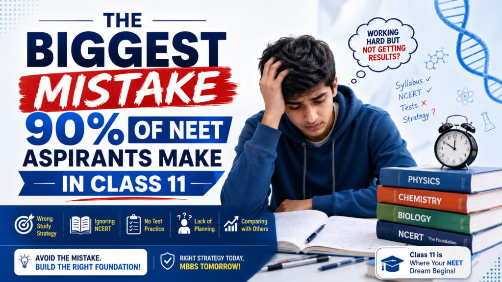 Class 11 NEET aspirant studying Biology Physics and Chemistry with smart preparation strategy