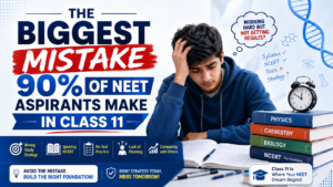 Class 11 NEET aspirant studying Biology Physics and Chemistry with smart preparation strategy