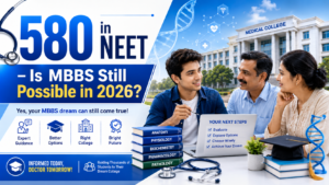 NEET 2026 student with 580 score discussing MBBS admission and counselling opportunities with parents