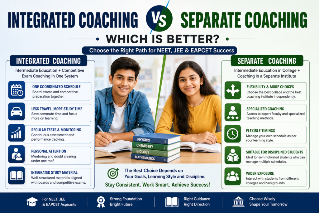Integrated coaching vs separate coaching for NEET and JEE students in Hyderabad