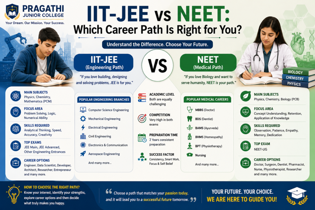 IIT-JEE vs NEET career path comparison for Class 11 students