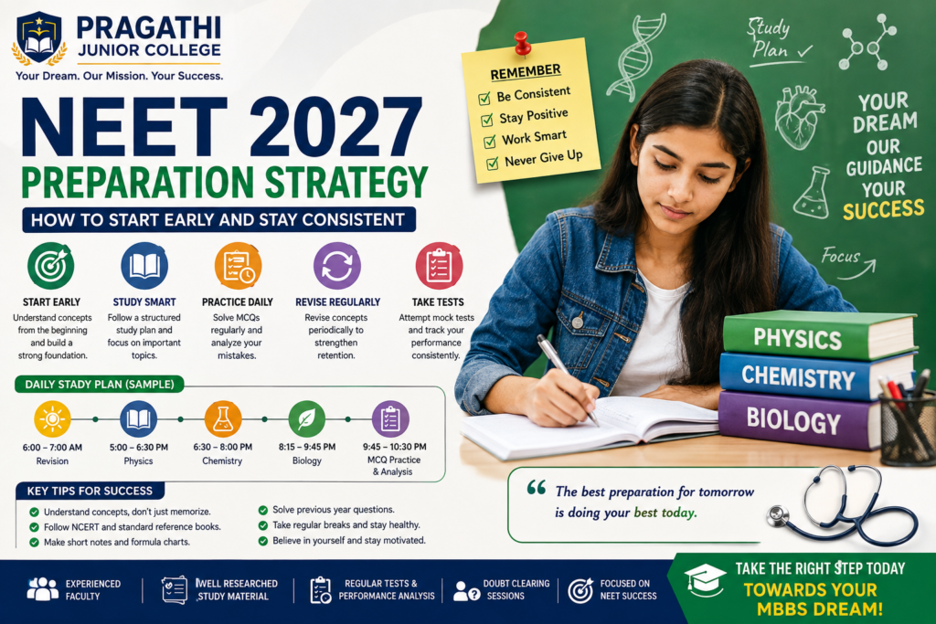 NEET 2027 preparation strategy for Class 11 students at Pragathi Junior College