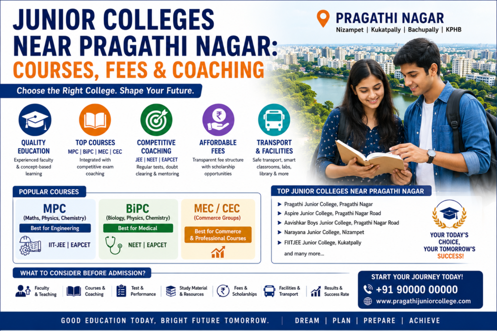 Junior colleges near Pragathi Nagar Hyderabad with courses, fees and coaching